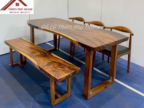 Đồ cũ Thiên Phú Home - Bàn Ăn Gỗ Me Tây Nguyên Tấm - Bàn Ăn Giá Rẻ Tại Đà Nẵng