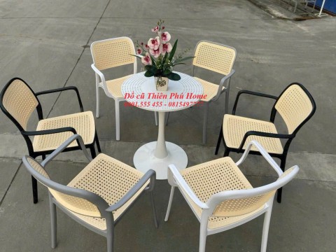 Đồ cũ Thiên Phú Home - Bàn Ghế Cafe Nhựa Đúc Nguyên Khối Mới