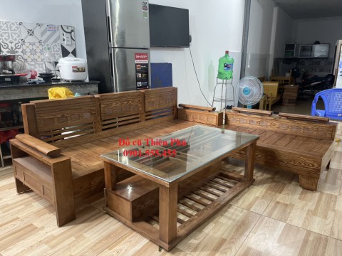 Đồ cũ Thiên Phú Home - Bộ Salon Gỗ Xồi Nga góc L