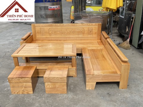 Đồ cũ Thiên Phú Home - Bộ Salon Gỗ Xồi Nga Góc L